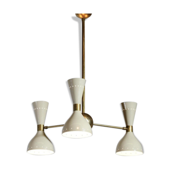 Italian Chandelier 3 Arms Ivory White