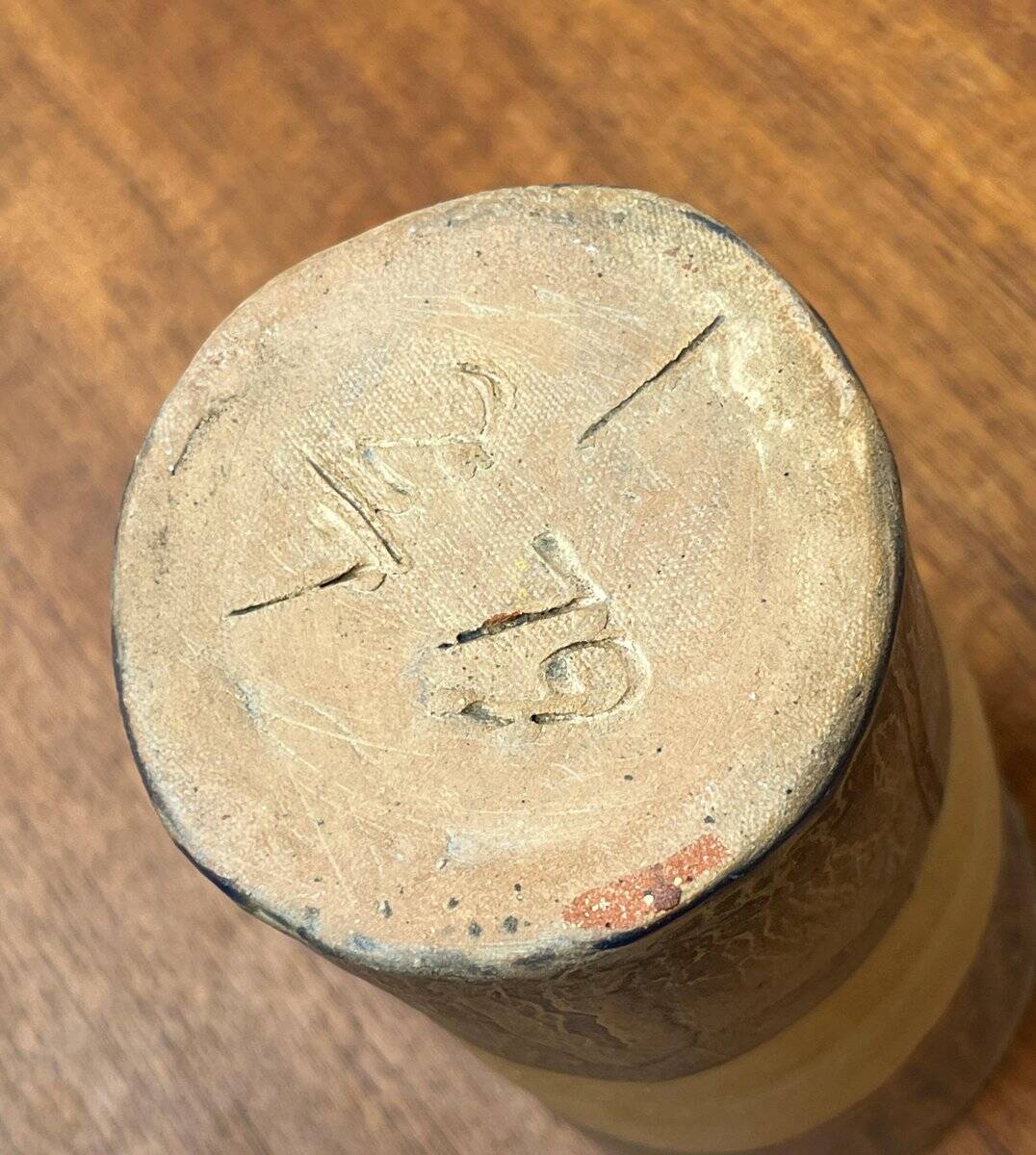 Vintage German brutalist studio pottery vase, 1979