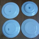 Assiettes dépareillées anciennes Digoin, Salins, Moulin des Loups vertes et bleues