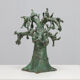 Patinated bronze baobab tree sculpture with birds, signed TM, 1980s