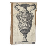 Old engraving of a vase decorated after Polydoro da Caravaggio.