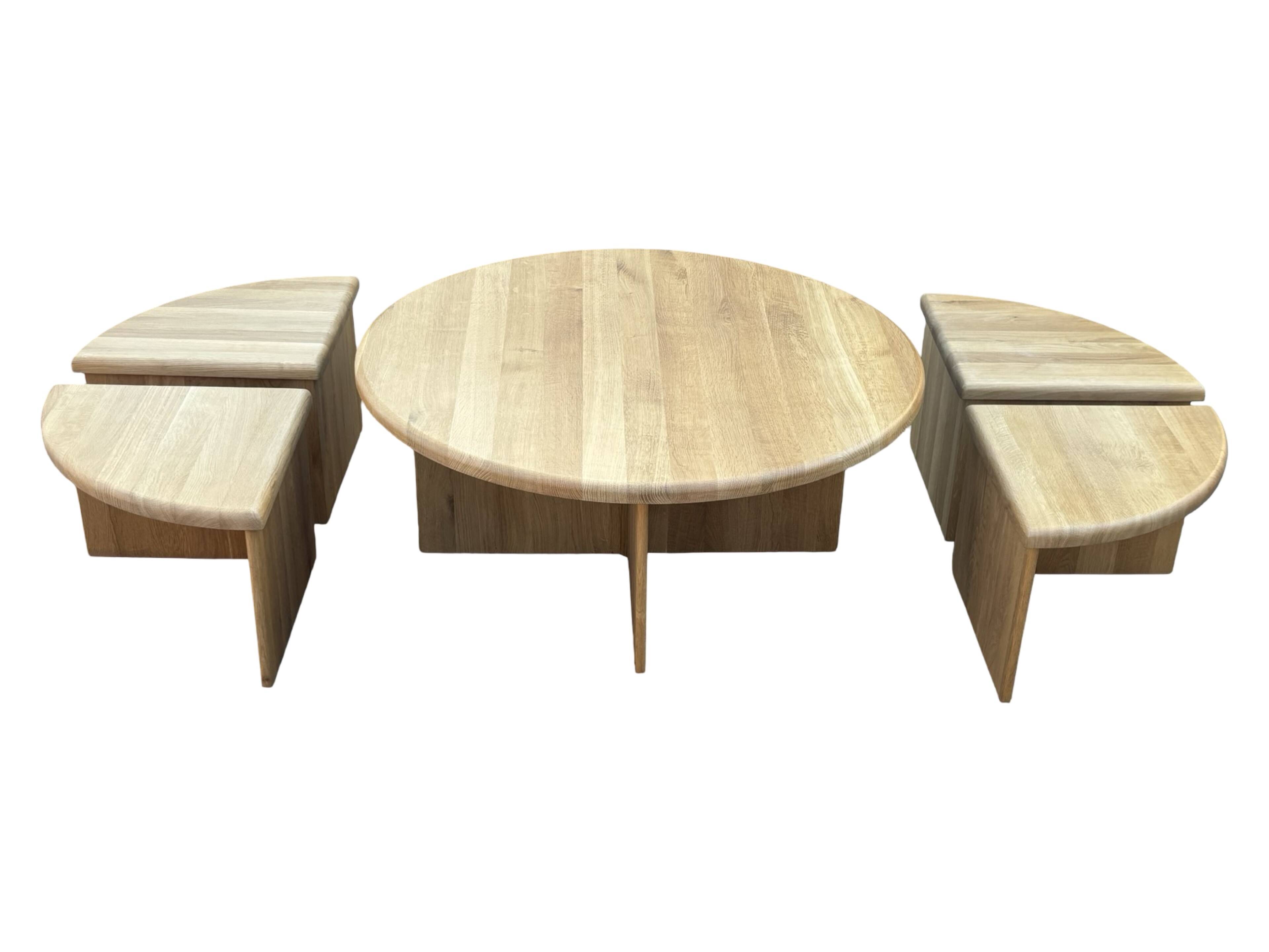 Vintage coffee table with side tables 80s design