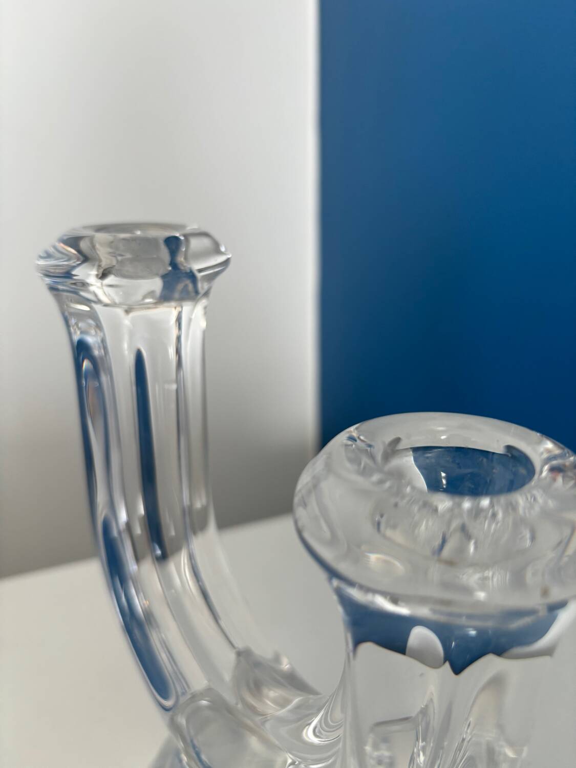 bougeoir cristal de vannes vintage - chandelier made in france cristal - decoration cristal bougeoir ancien - centre de table chandelier