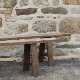 Pair of large solid wood benches XIXth
