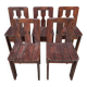 Set of five brutalist chairs in solid pine.