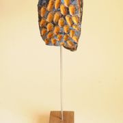 Glazed Terracotta Sculpture Signed - Abstract Art - Blue Amber
