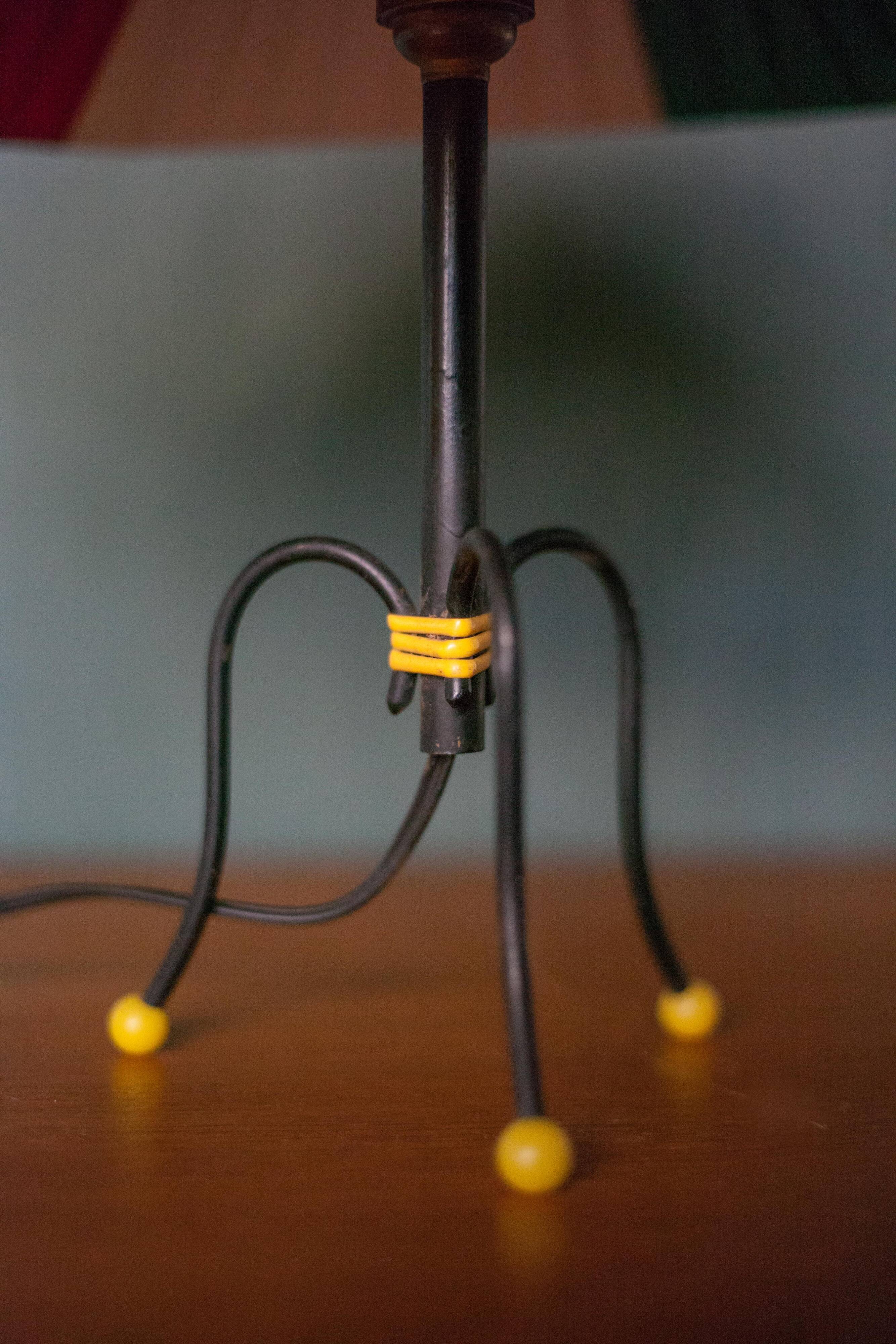 Vintage tripod lamp, bedside lamp, table lamp, rockabilly, retro, scoubidou son lamp, decoration