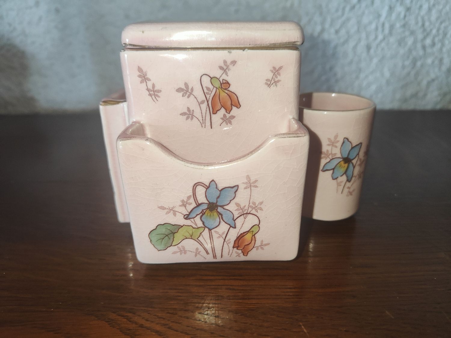 Storage pot with compartments for make-up and beauty products in old earthenware De Bruyn Fives Lille