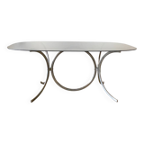 Chrome and oval glass table from the 70s