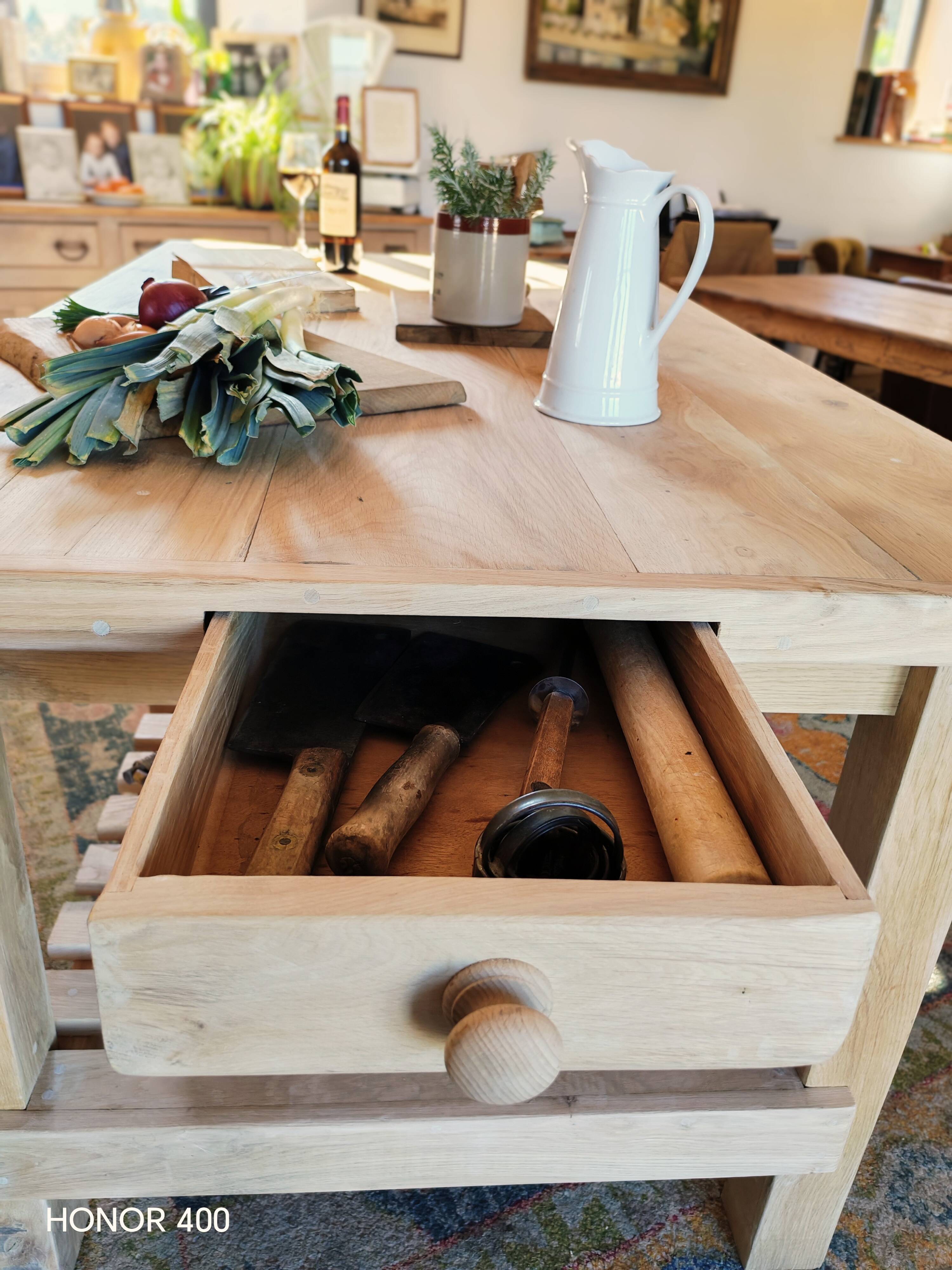 XXL solid oak kitchen island/worktop 180 x 105