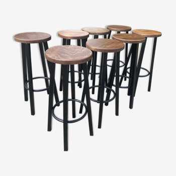 Lot de 8 tabourets de bar industriels