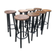 Set of 8 industrial bar stools.