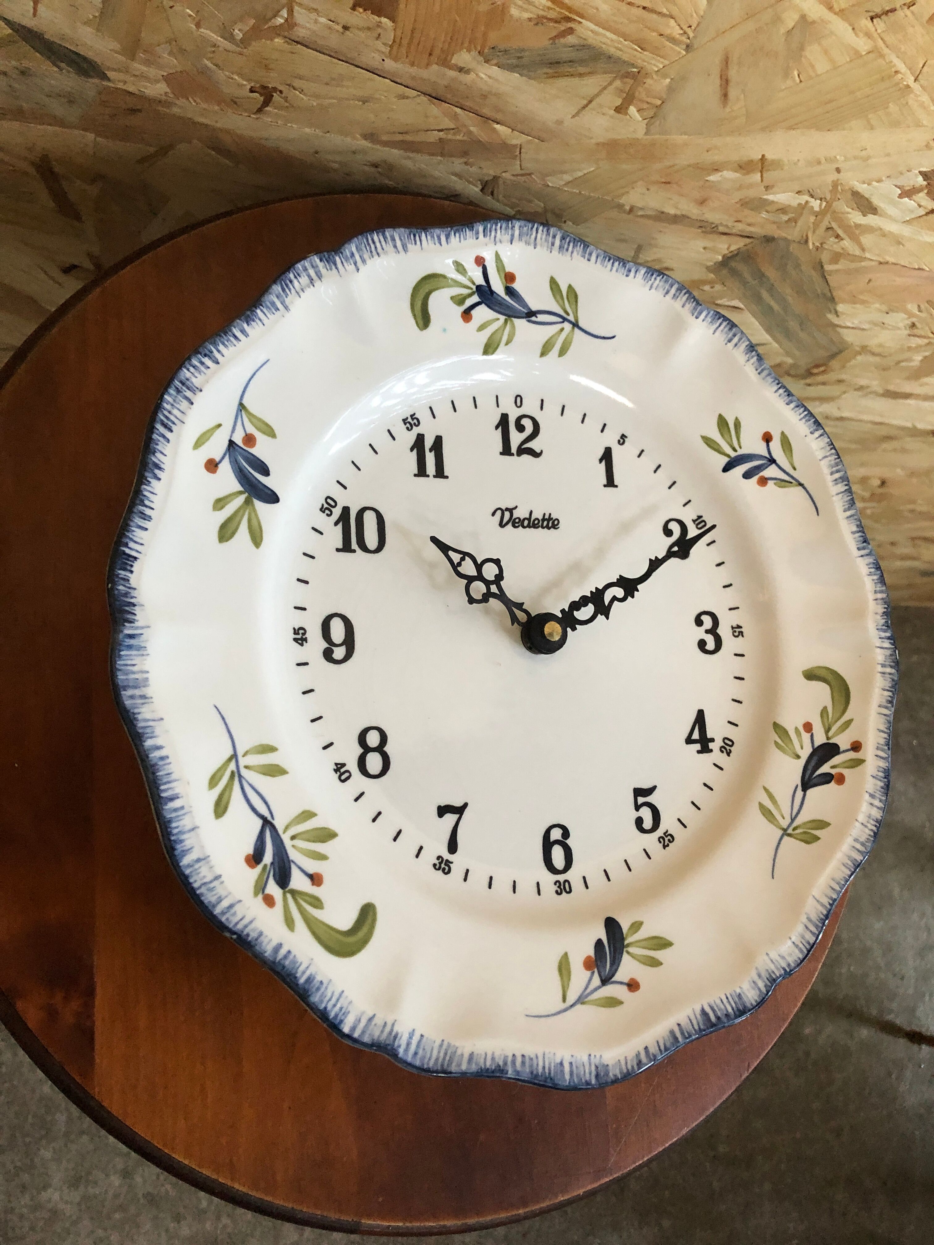 Old clock clock star ceramic plate sarreguemines vintage