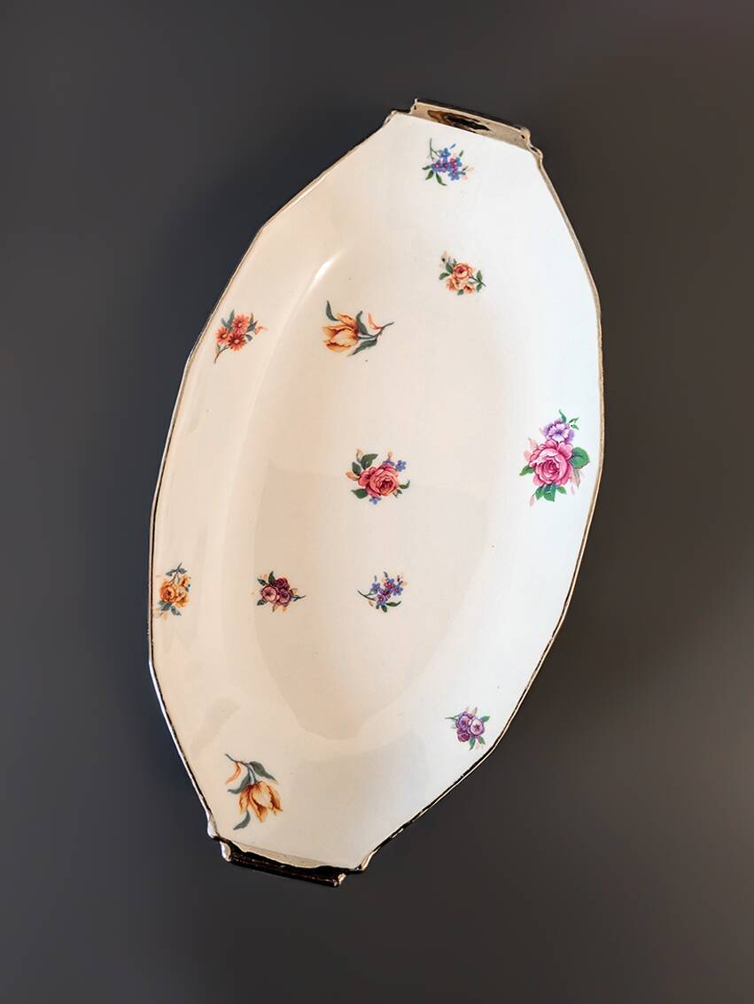Paire de raviers BHL France en porcelaine décorée