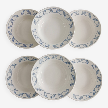 Set of 6 flowered earthenware soup plates