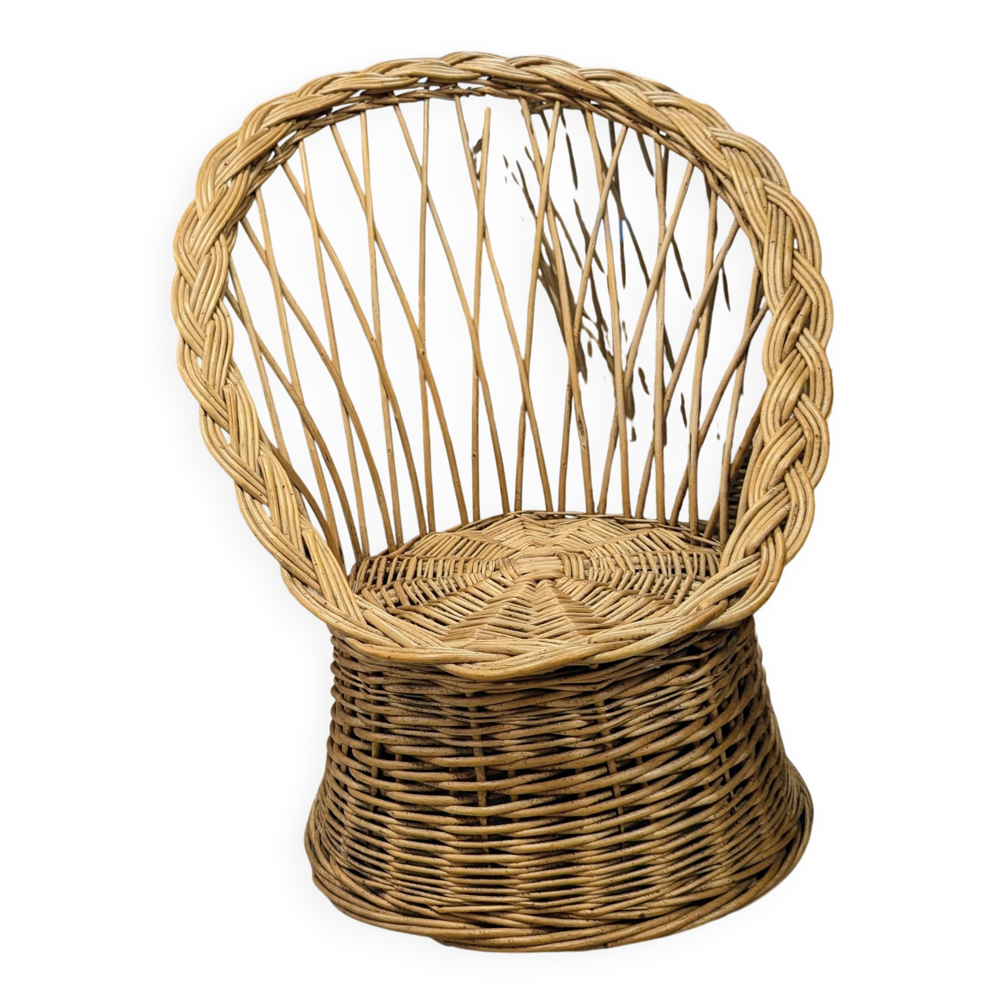 Vintage children's armchair in woven wicker