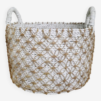 White Macramé basket - size M