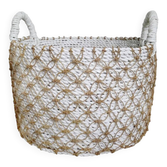 White Macramé basket - size M