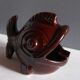 Cendrier poisson, céramique émaillée marron, art deco des années 40-50
