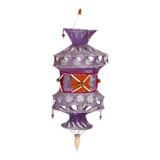 Purple macrame pendant light, 70s