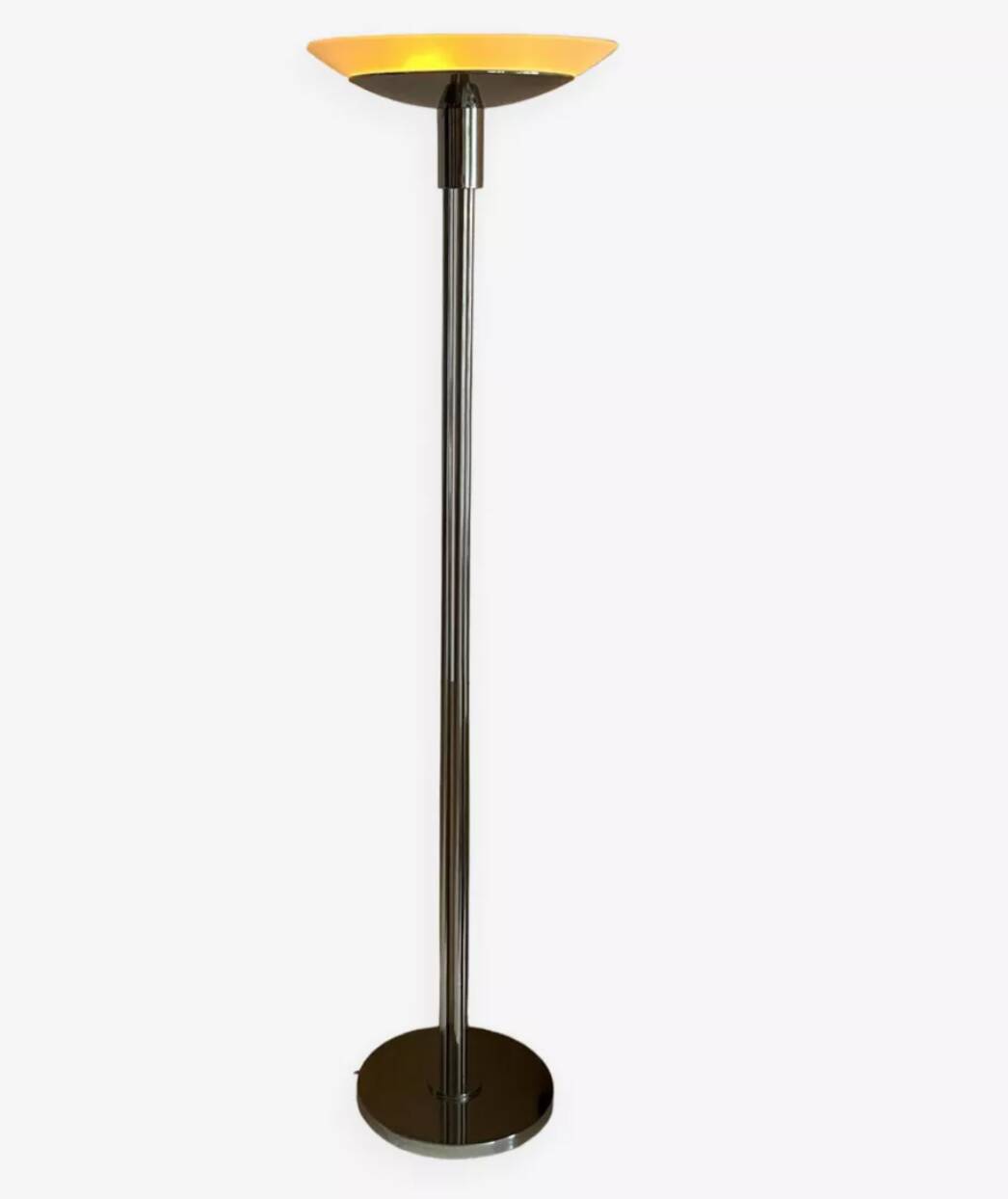 Lampadaire vintage moderniste « modèle 44 » Perzel métal chromé et verre sablé