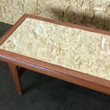 Table en teck table basse design danois avec miroir années 60