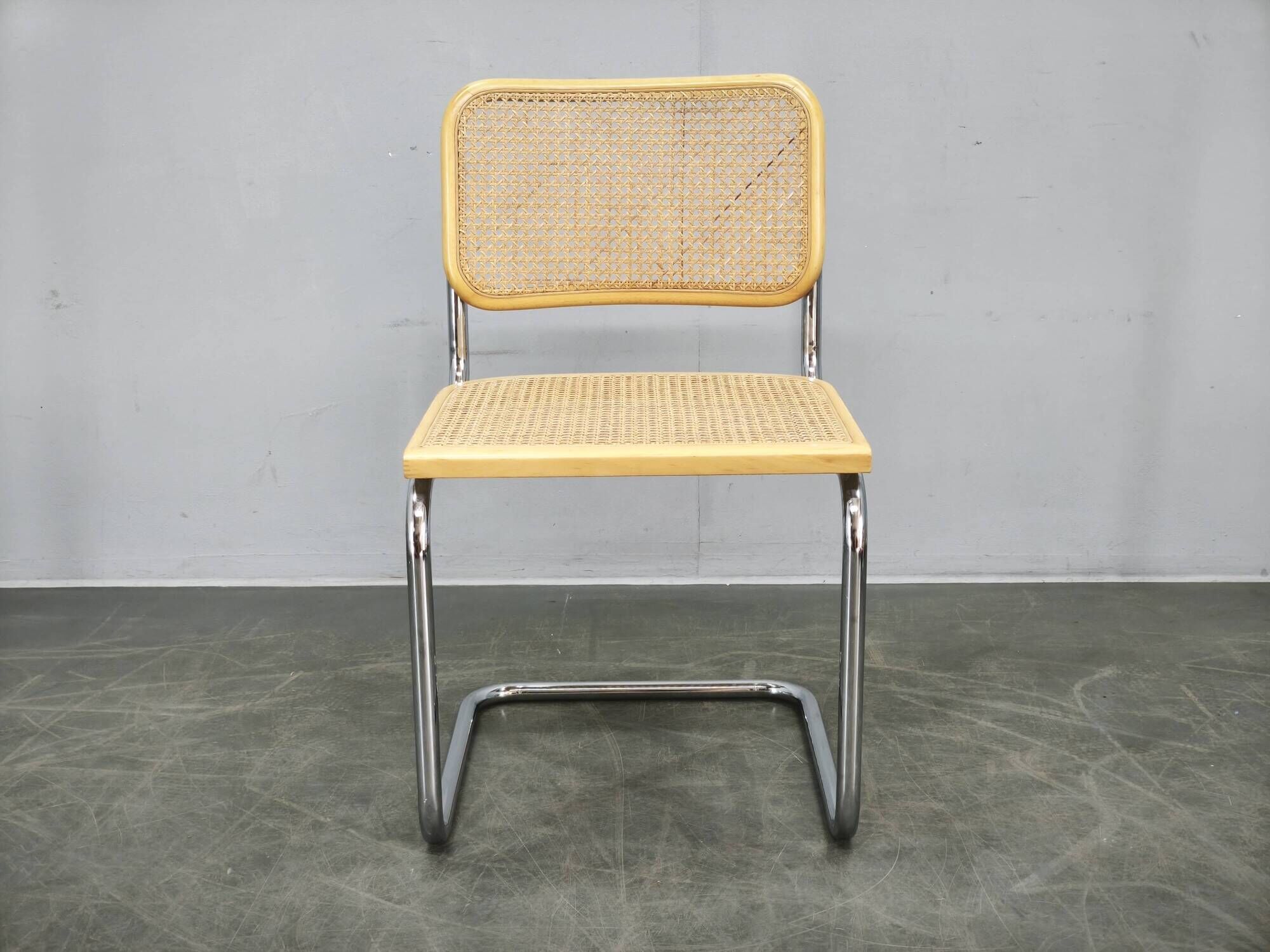 Italian Cesca B32 Style Cane and Chrome Cantilever Chair, 1970s