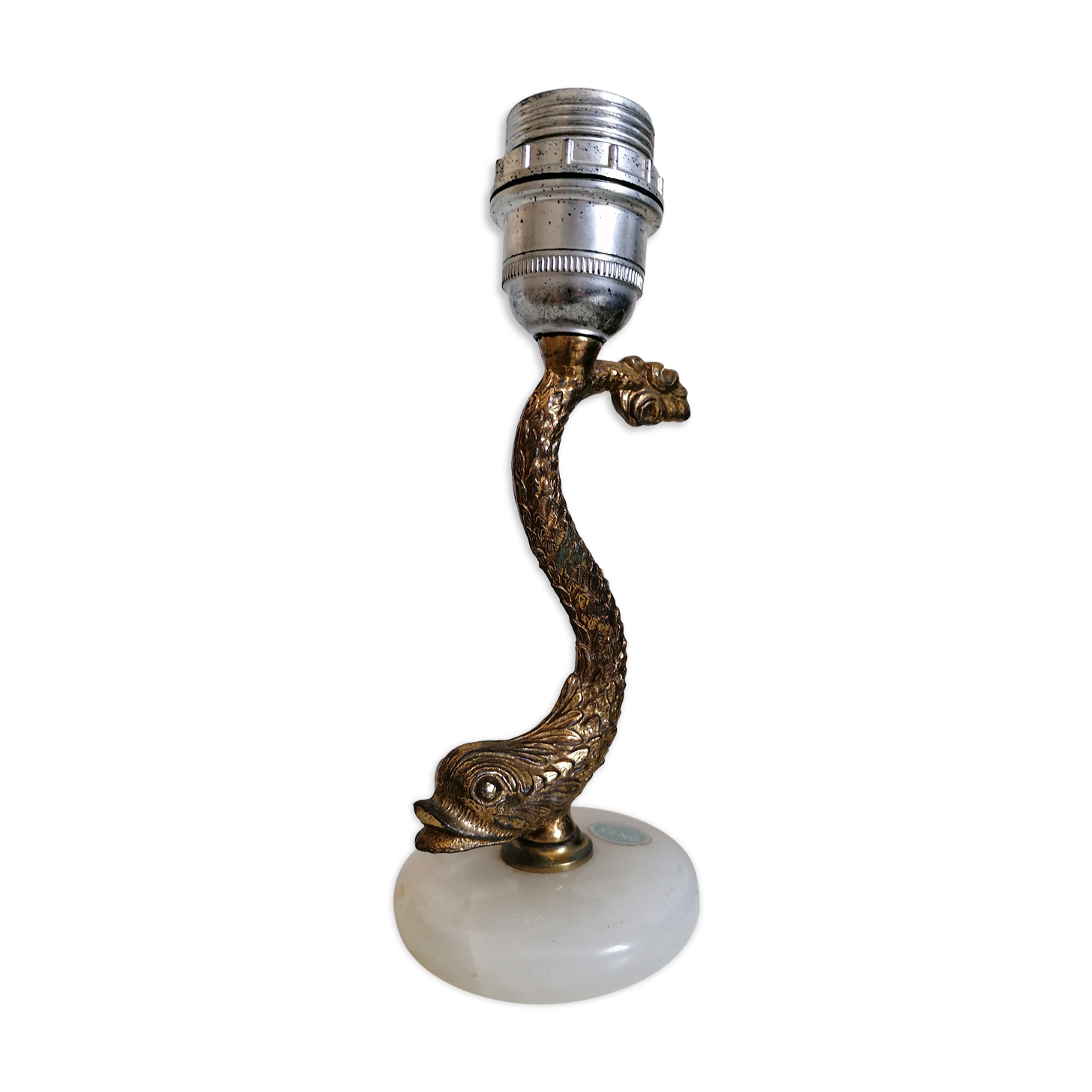 Onyx fish lamp foot and golden metal