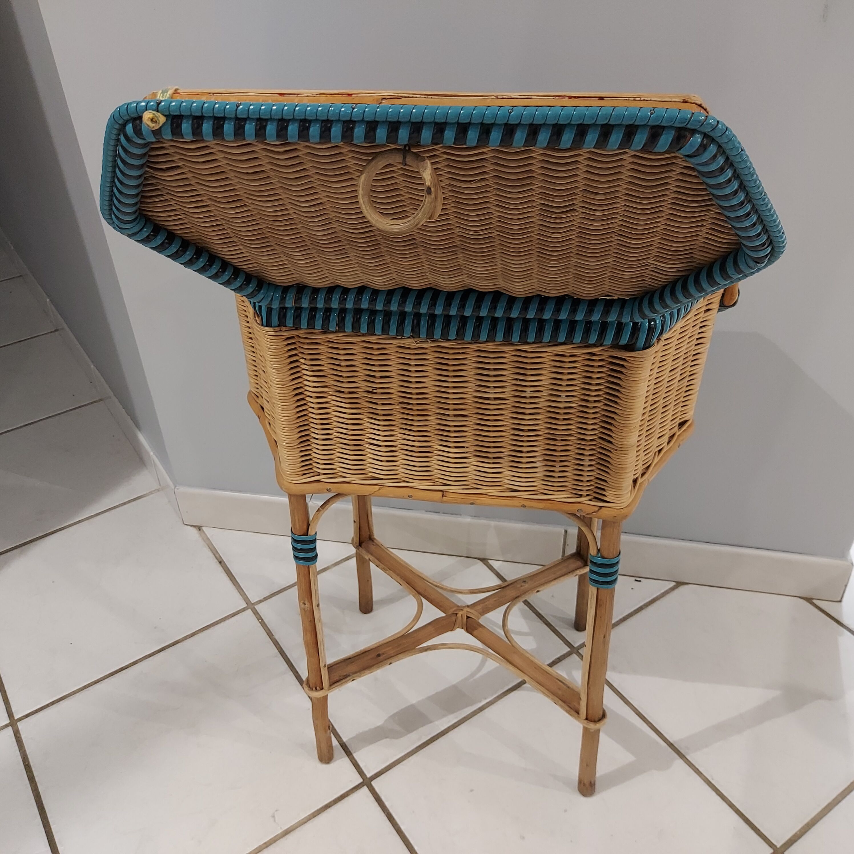 Vintage rattan sewing box 1950s