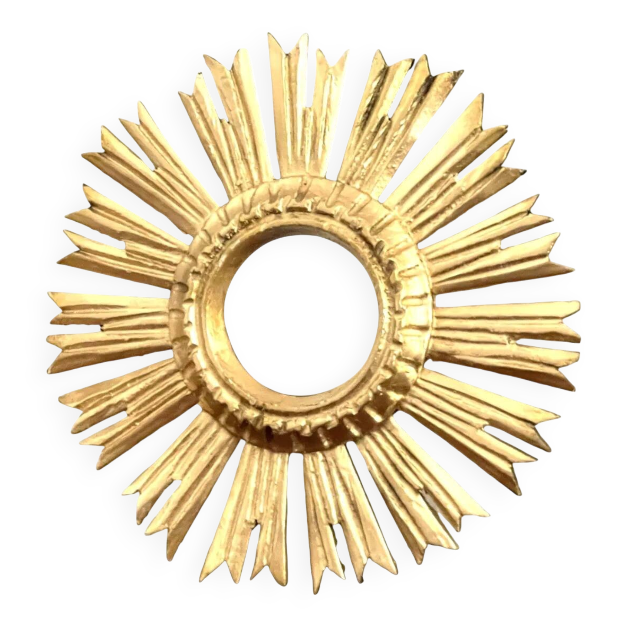 Golden wooden sun mirror "witch's eye"