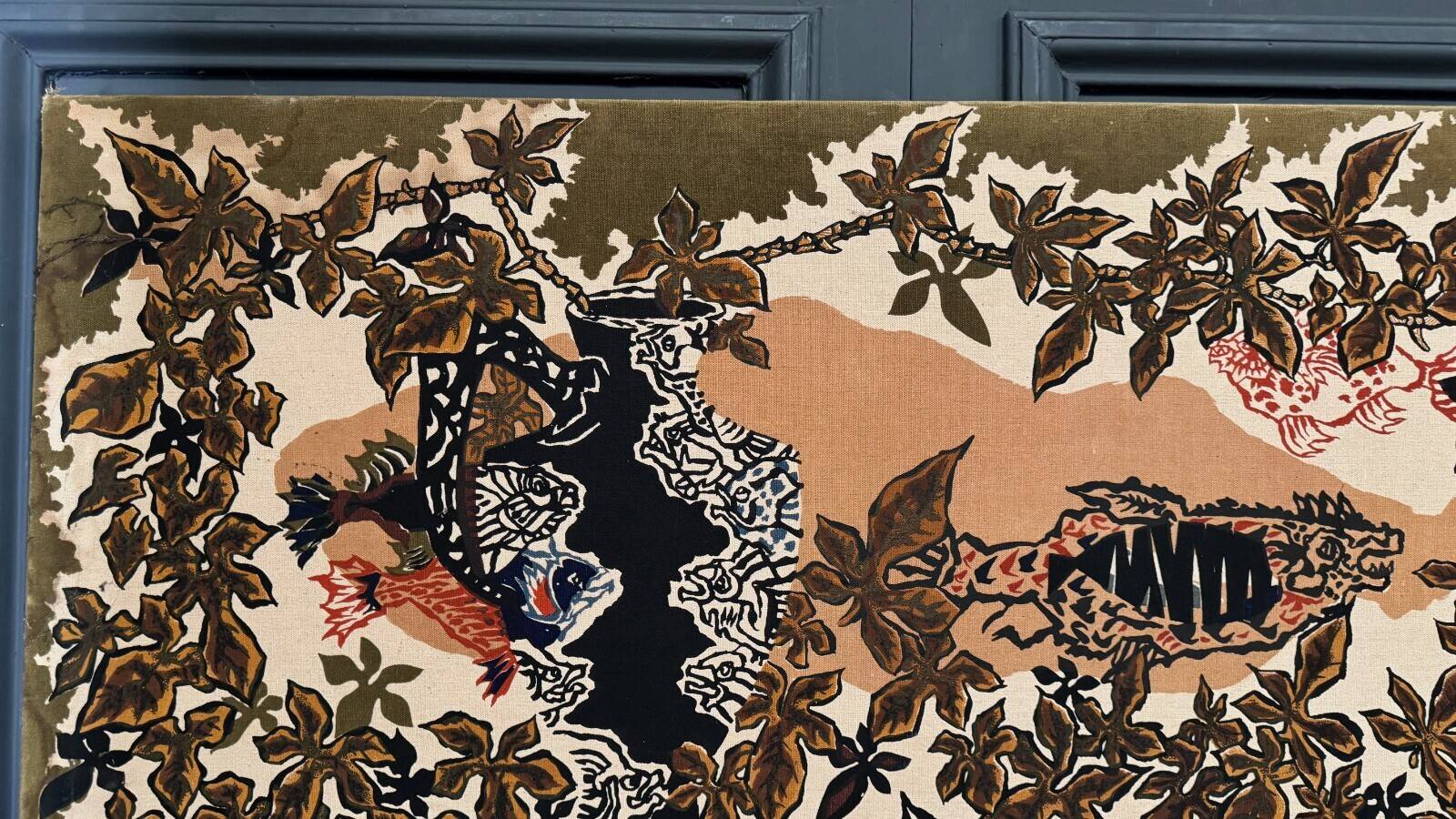Tapestry panel on cotton by Lurçat, 1960, aquarium decoration