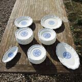 12 Anciennes Assiettes Plates en Faïence de Gien - Décor Rouen