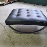 19th century rocking chair + footrest in skyl and chrome metal