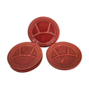 6 assiettes à fondue - rouges