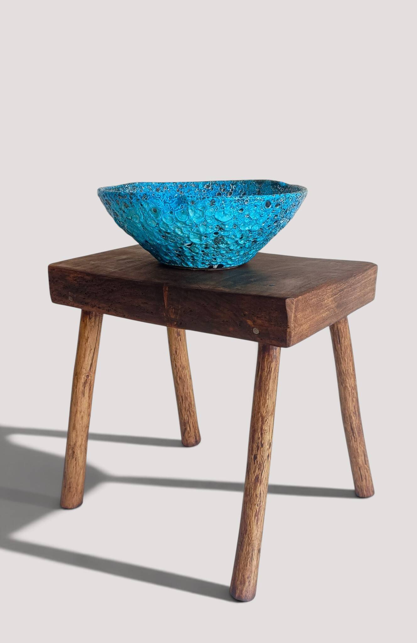 Rustic European Solid Wood Accent Side Table or Stool