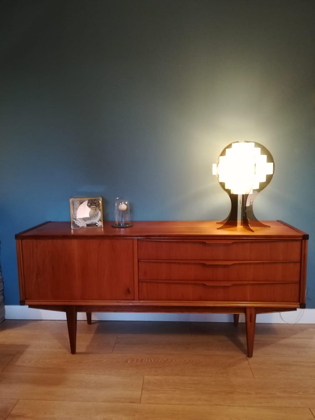 Small row of Scandinavian style teak