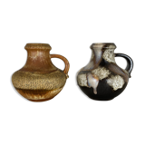 Set of Two Pottery Fat Lava Vases "Multi-Color" by Scheurich, Germany, 1970s