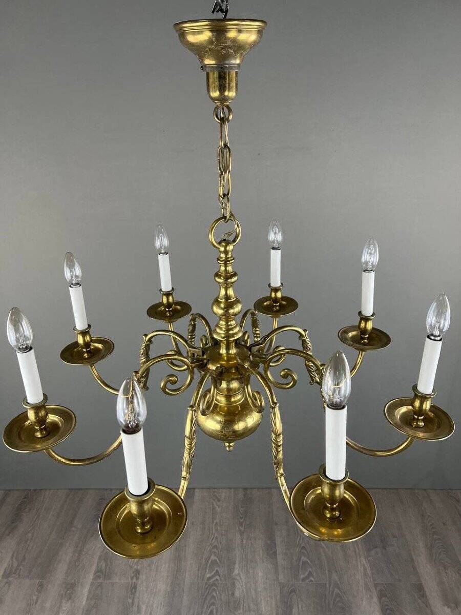 Classic Style Gilded Brass Chandelier, 20th Century