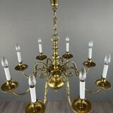 Lustre En Laiton Doré, Style Classique, XXe Siècle