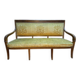 Banquette - Canapé époque Restaurarion en velours de gêne jaune 1830