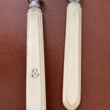 Antique Cutlery - Dessert spoon and fork - in silver