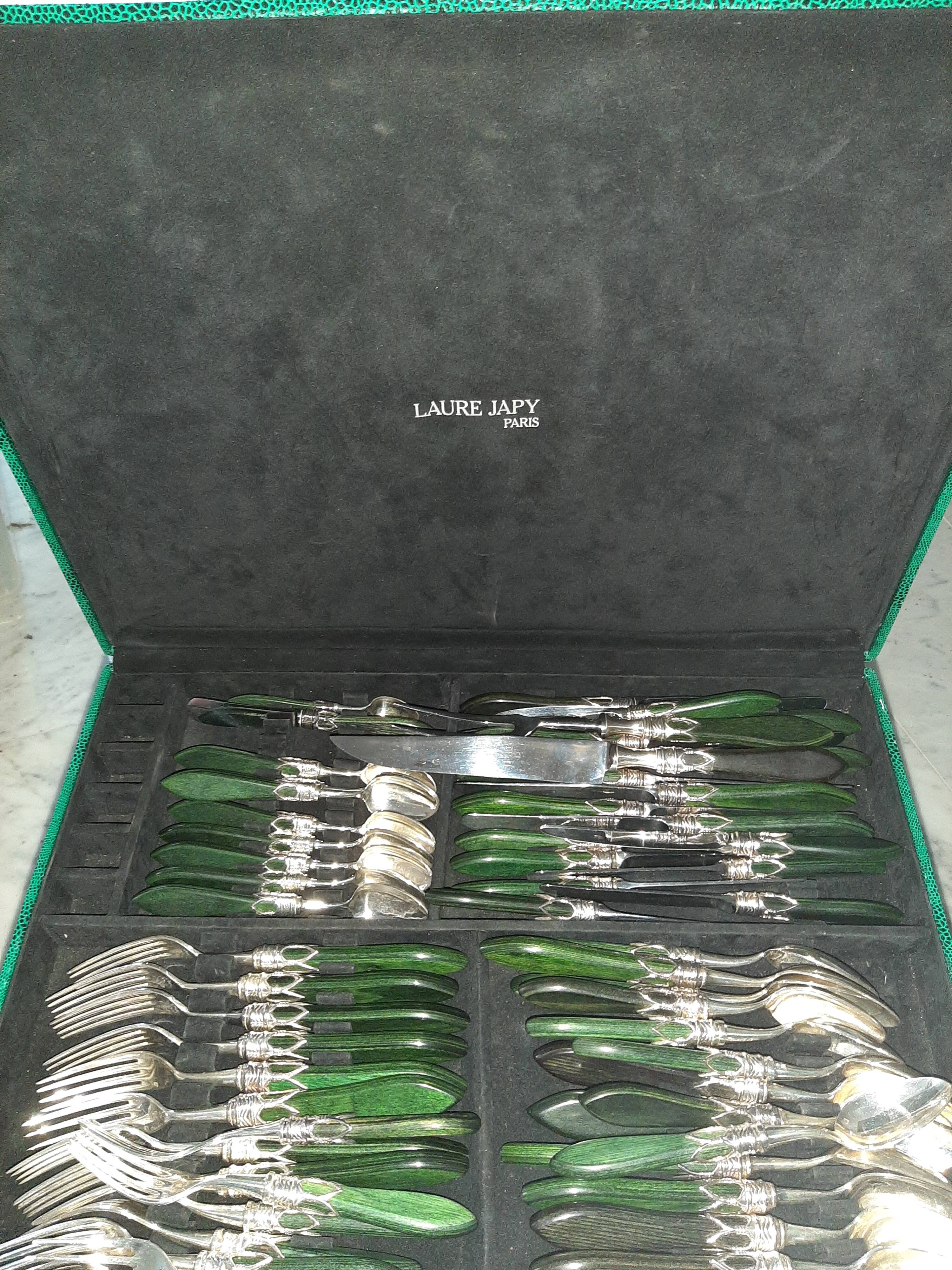 Laure Japy silver-plated metal and wood cutlery set x8