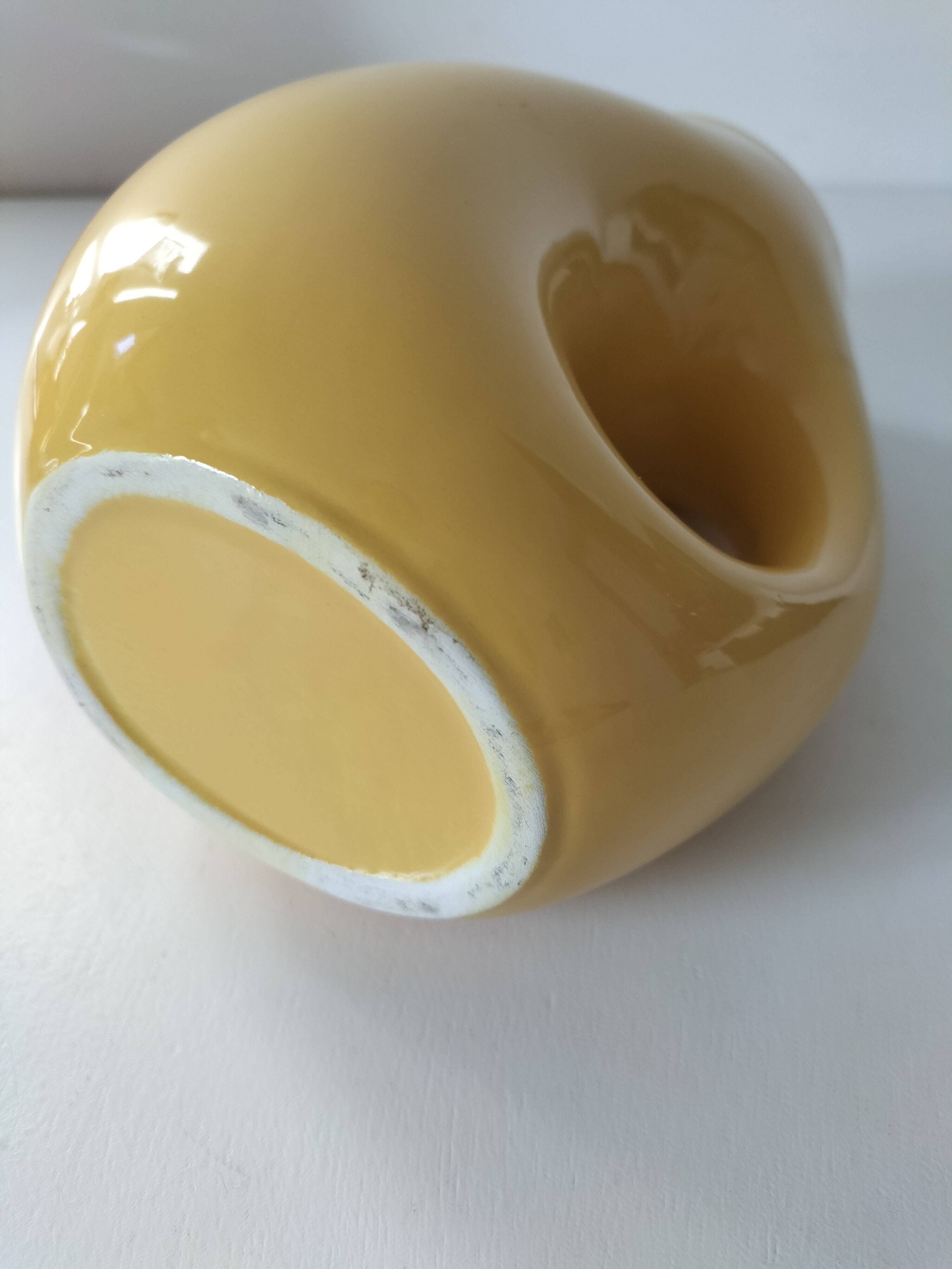 Vintage yellow sculptural pitcher 70s design