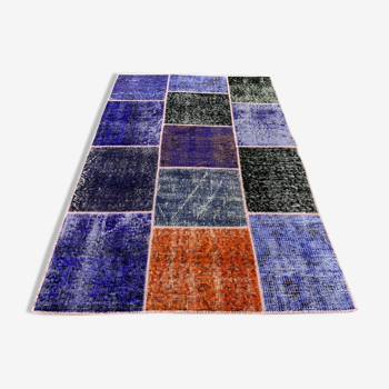 Distressed vintage turkish patchwork rug 150x100 cm wool medium