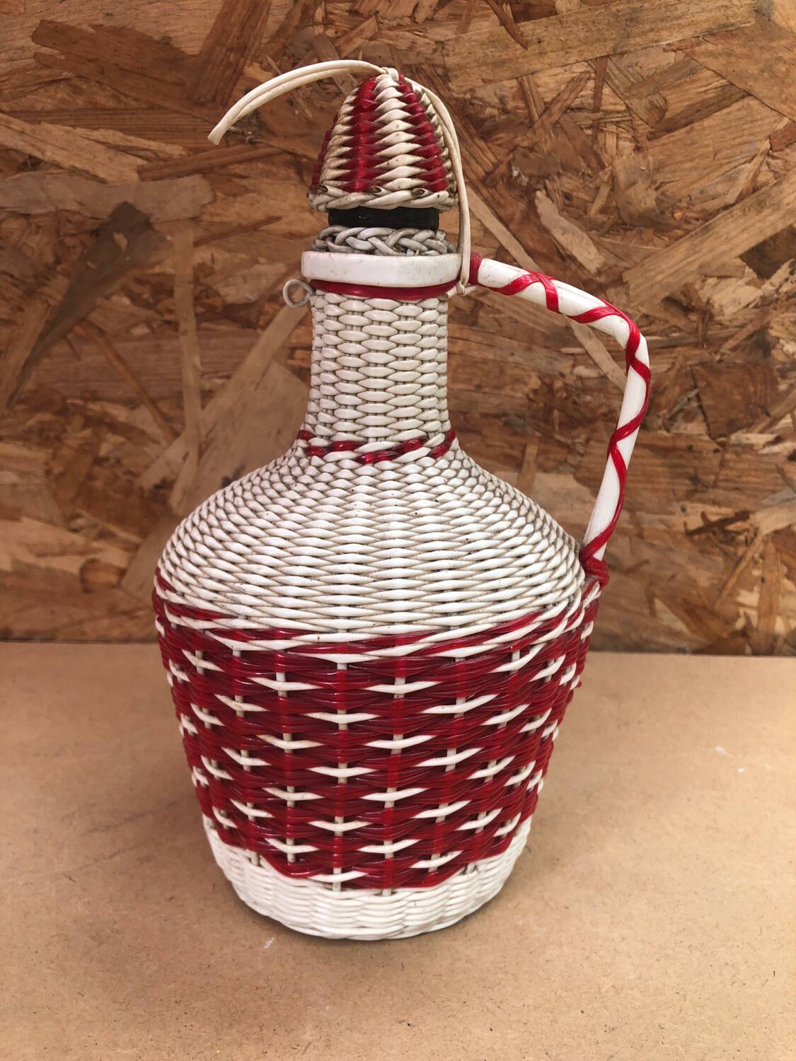 Old Lady Jeanne Glass Bottle + Vintage Braided Scoubidou #A967