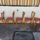 Lot de 5 chaises baumann en hêtre et simili cuir rouge 1950