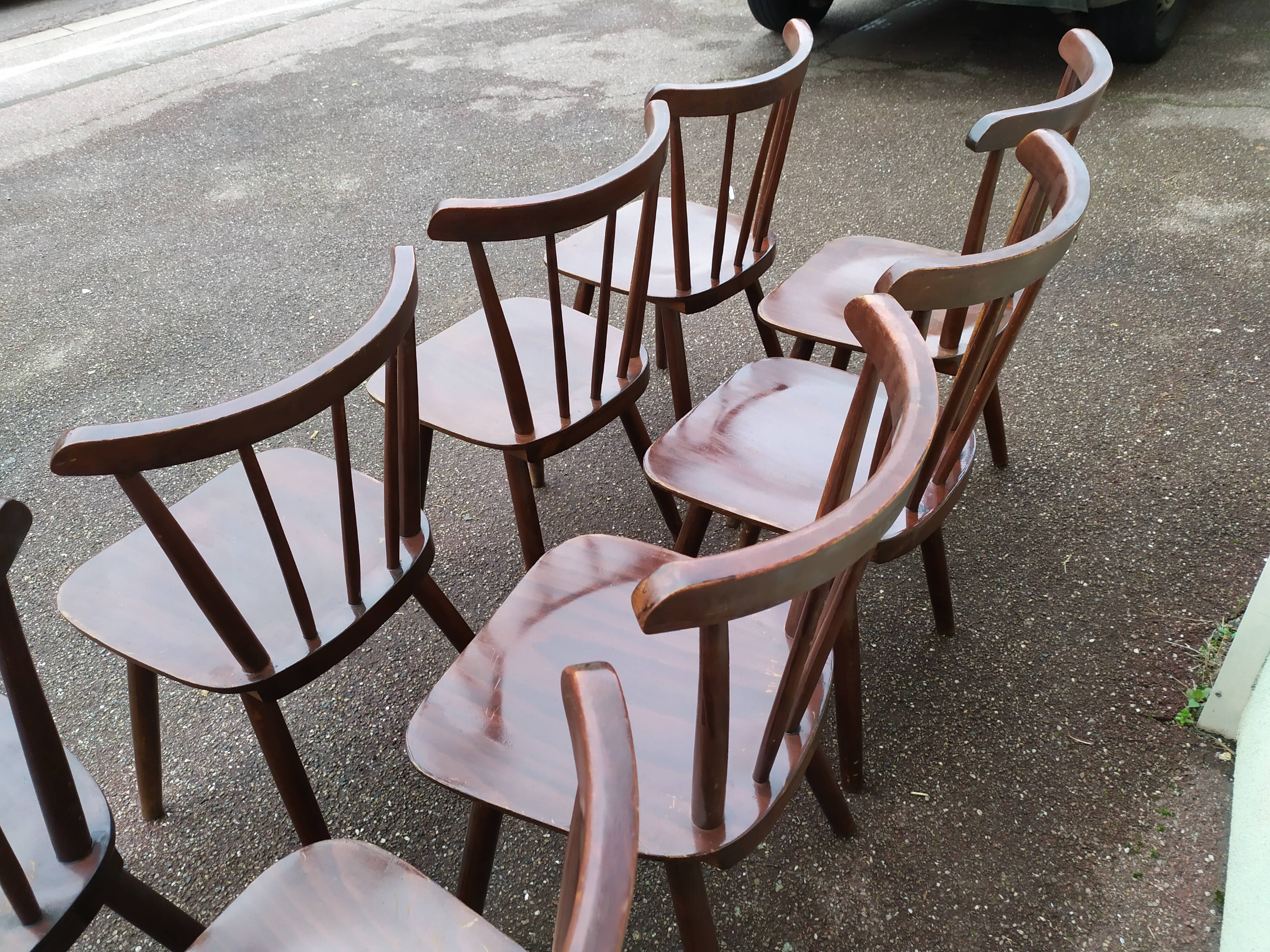 Lot de 20 chaises de bistrot bois - vintage