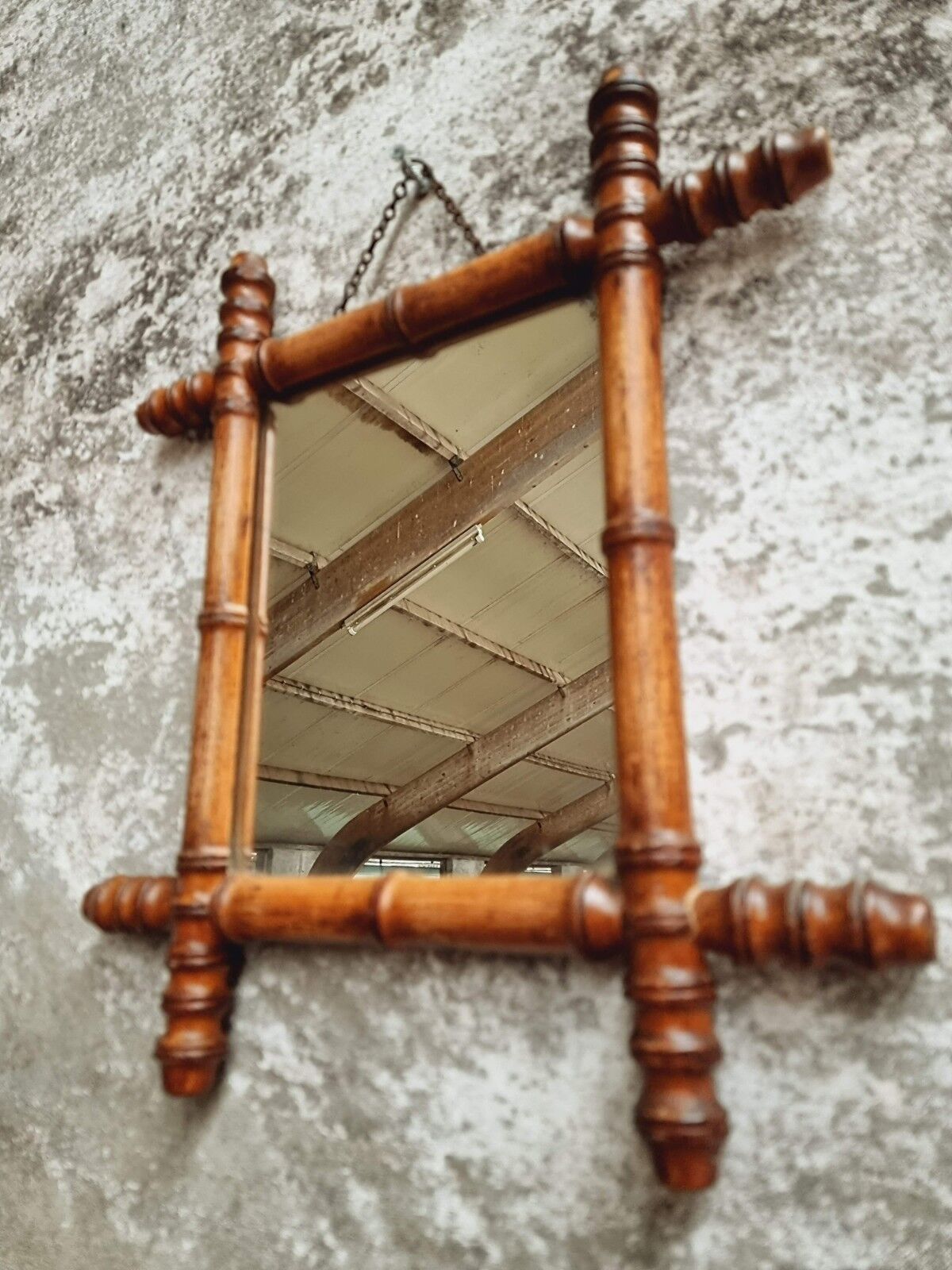 Vintage mirror faux bamboo 39x44cm