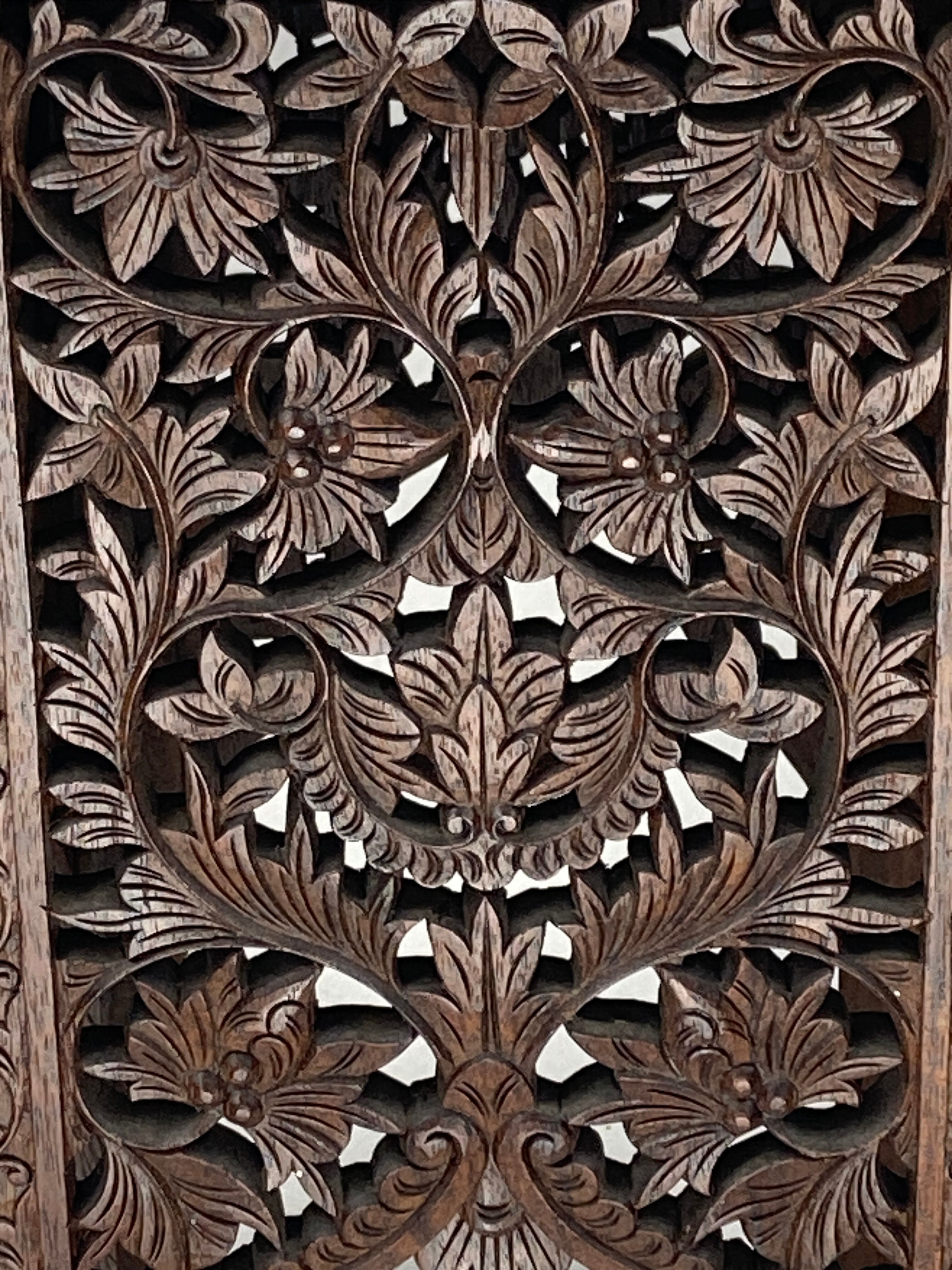 Antique 19th century burmese hand carved side or end table