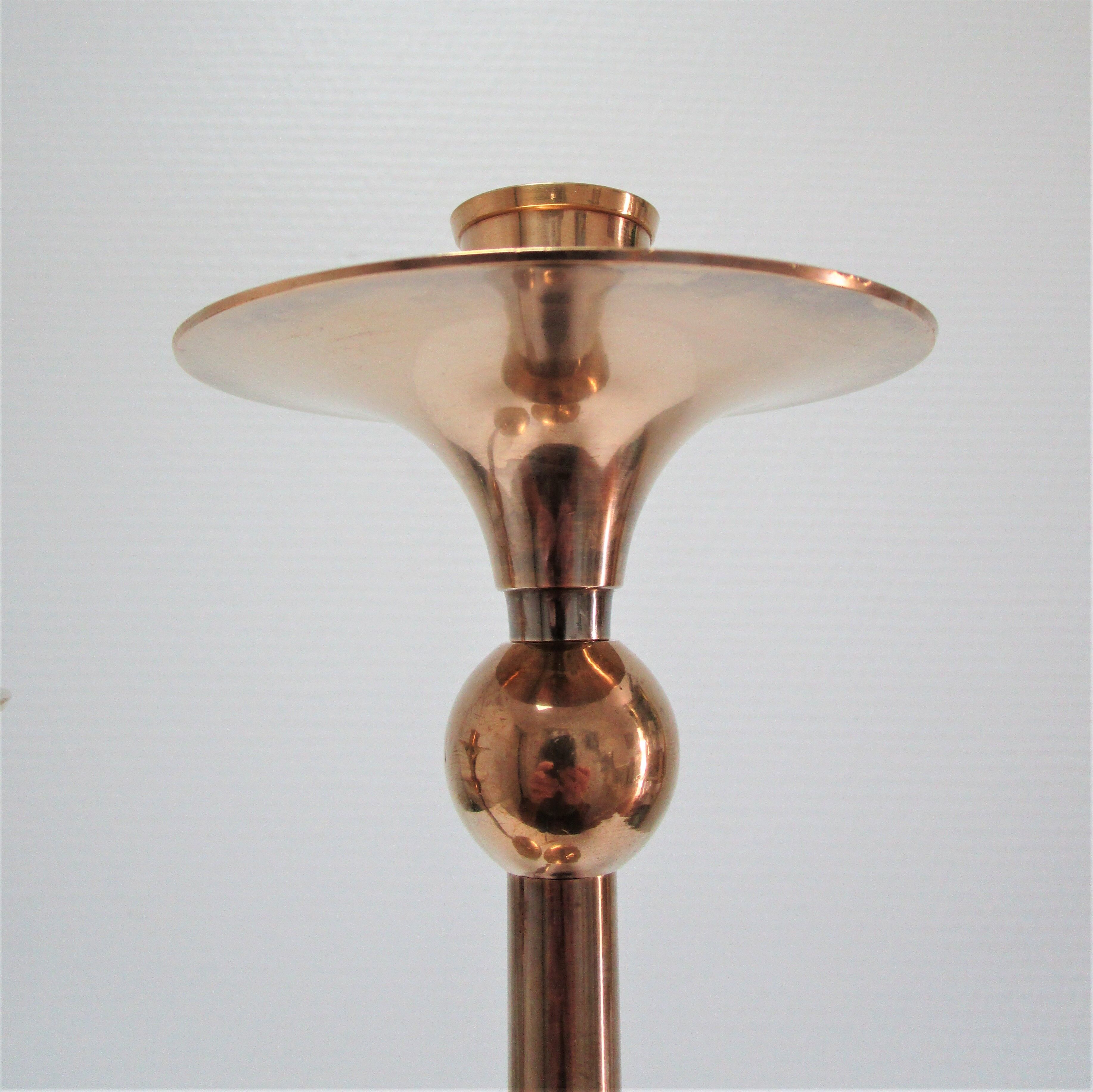 Pair of Scandinavian candlesticks brass vintage steel